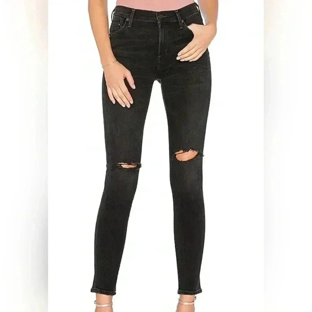 Citizens of humanity Rocket High Rise Heathered Black sz 27 Ankle Skinny…